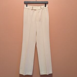 Vintage Cream Wide-Leg Trousers